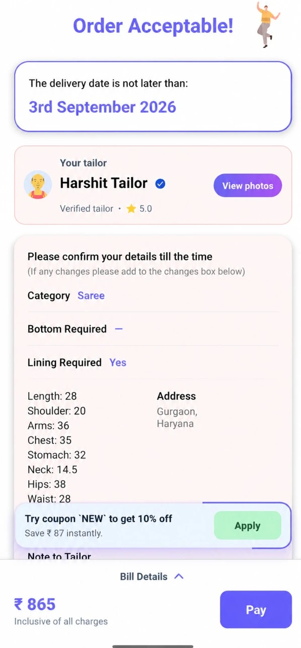 Step 4: Confirm Your Order app screen